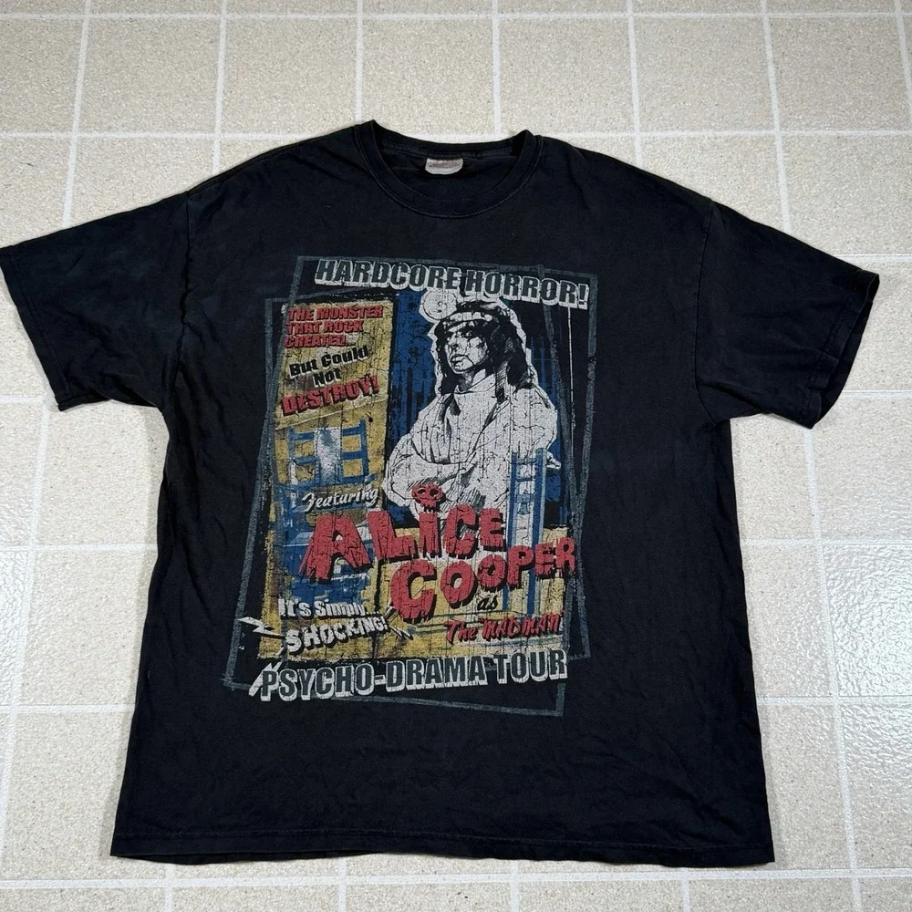 Vintage Alice Cooper Shirt Mens Size XL Black Hanes Psycho Drama Tour 2007